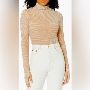 AFRM Tan and Cream Zebra Print Blouse